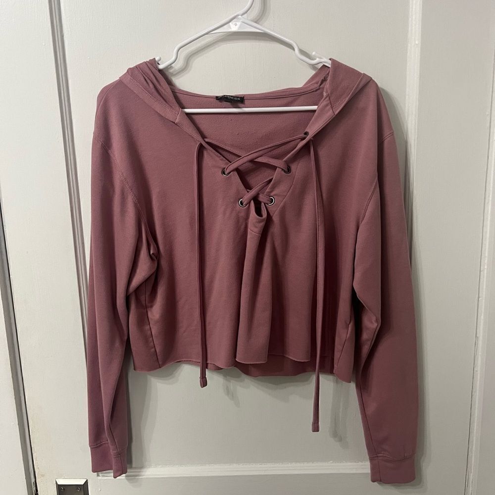 Mauve lace up long sleeved express shirt